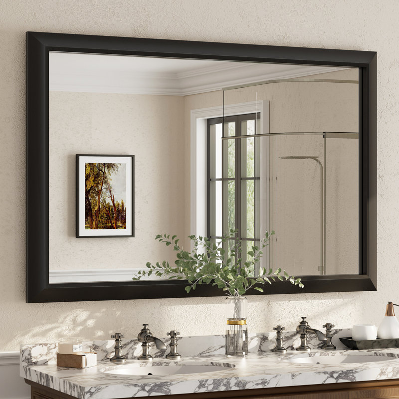 Miroir mural Amara, Noir mat, 55 po x 36 po