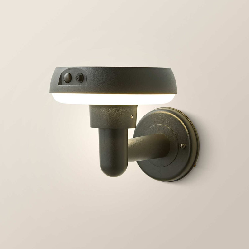 Matte Black 16.5cm H Solar Powered Integrated LED Outdoor Sconce