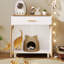 Litière pour chat avec rangement pratique et porte à griffer - Beige / Blanc