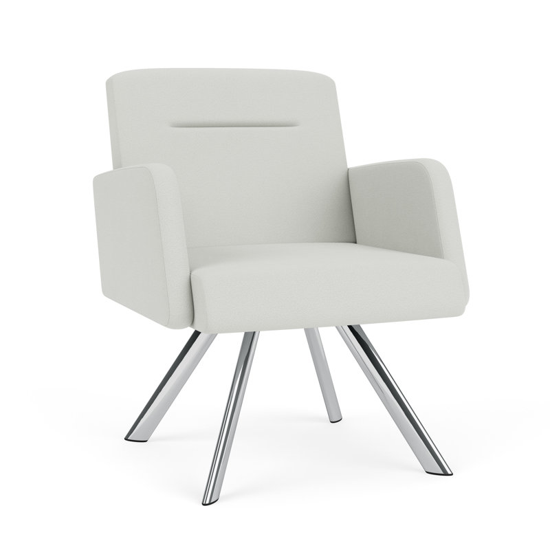 Chaise d'invité pivotante en acier Willow, Plaqué chrome, Ombre portes ouvertes