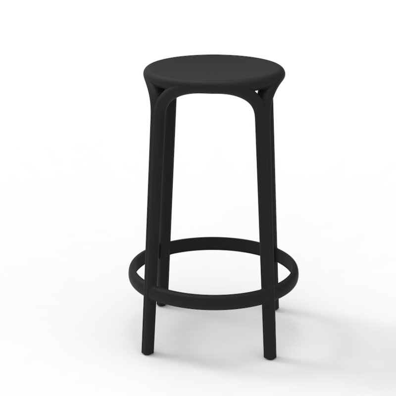 Brooklyn Bar Stool (Indoor/Outdoor), Black, Counter Stool (25.75'' Seat Height)
