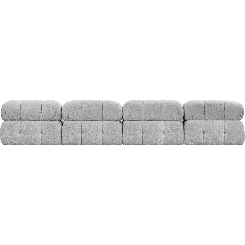 Ames Upholstered Sofa, Grey Boucle Fabric, 4 Armless