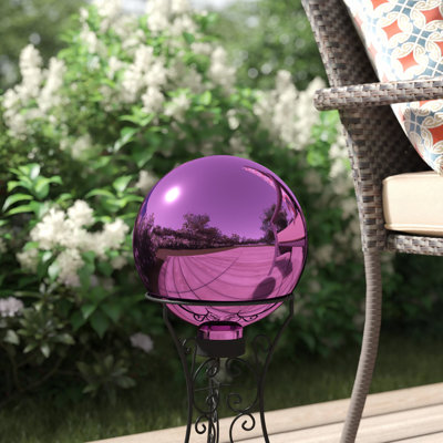 Obrien Mirrored 10" Stainless Steel Outdoor Gazing Globe - Merlot