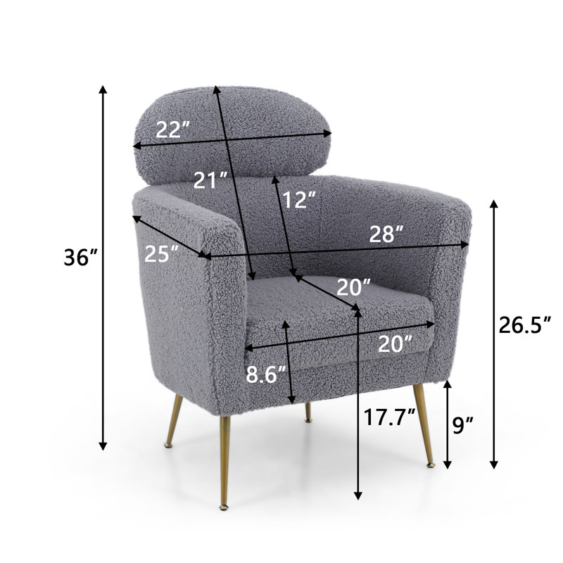 Aurich Upholstered Barrel Chair, Gray Polyester Blend