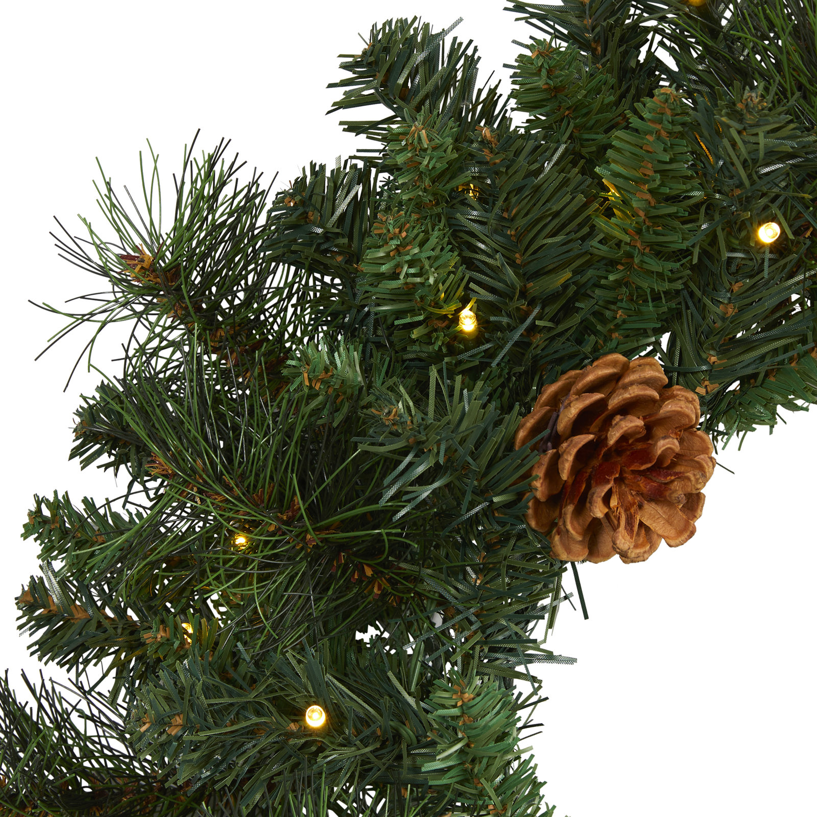 20'' Faux Pine Lighted Wreath
