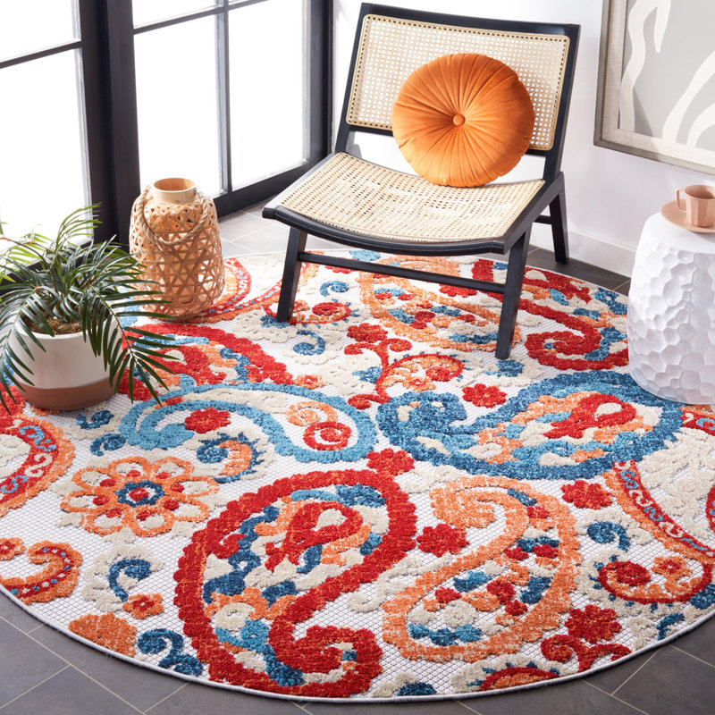 Tapis intérieur / extérieur Schneck Performance Paisley, Rond 6 pi 7 po