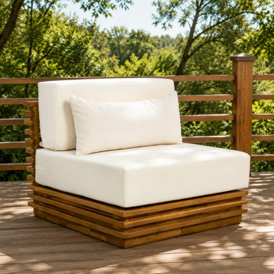Fauteuil club d'extérieur surdimensionné avec structure en bois massif durable, assise rembourrée en couches, fabrication résistante aux intempéries, soutien confortable