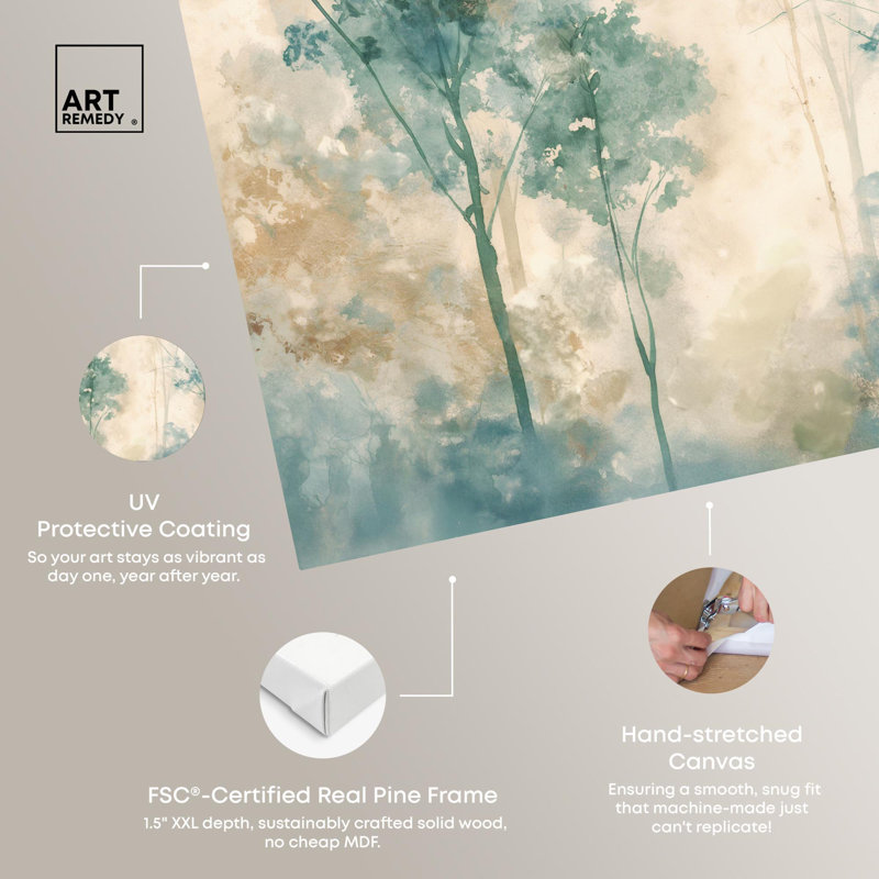 Misty Forest III Farmhouse Classic par Art Remedy, H 10 po x l 15 po, Toile tendue