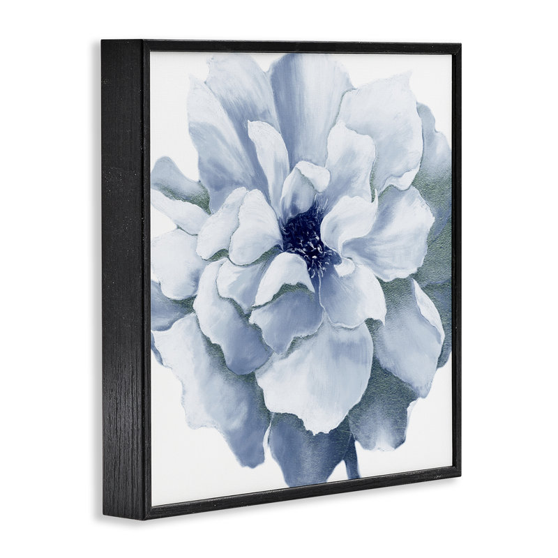 «Blue Radiant Bloom», art giclée sur toile blanche par Withaar, Giclée encadrée noir minuit, H 24 po x l 24 po