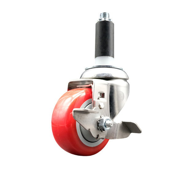 Service Caster 316SS Polyurethane Swivel Expanding Stem Caster Brake ...