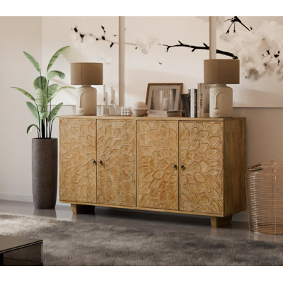 4-door Carved Solid Wood Sideboard