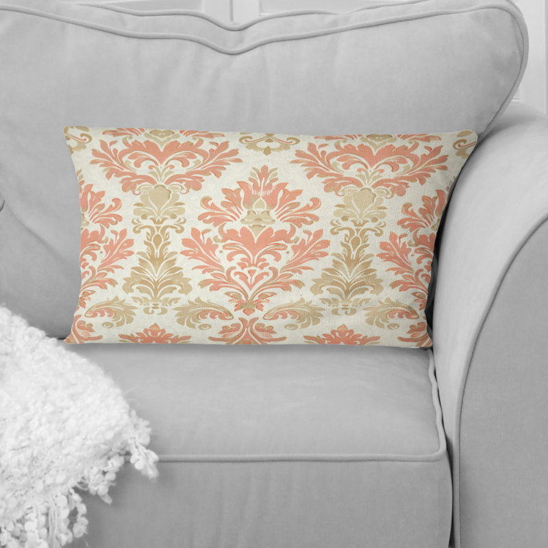 Coussin lombaire Coral Pink Damask Charm I - Transitional
