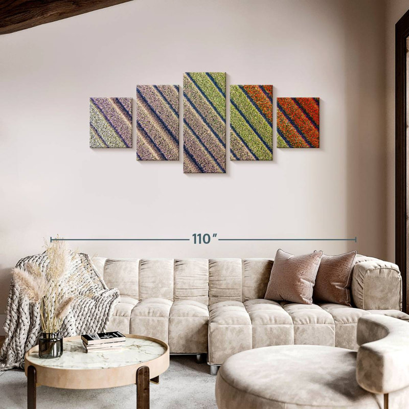 Champ de fleurs de tulipes, H 36 po x l 80 po