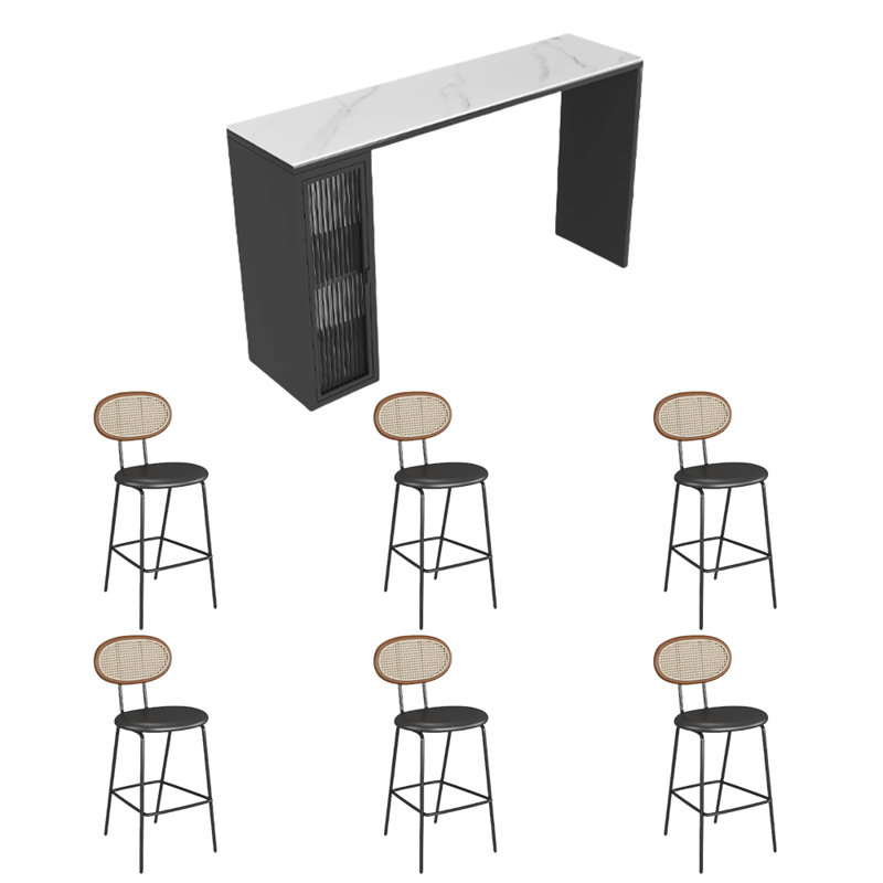 Table de bar moderne de style moderne, Blanc/Noir, Brun / Noir, H 41,3 po x L 78,7 po x l 15,7 po