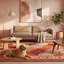 Tapis Hawthorn2 Modern Circles géométrique orange, rouge et crème, lavable à la machine, antidérapant, à poils courts, pour l'intérieur et l'extérieur, adapté aux animaux domestiques, idéal pour le salon, la chambre, la salle à manger, l'entrée, le couloir ou le bureau.-183083933