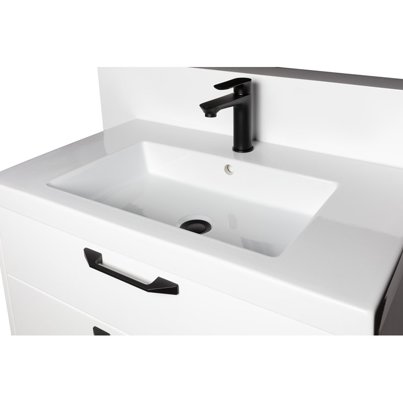 Flou Single Hole Bathroom Faucet with Drain Assembly, Matte Black