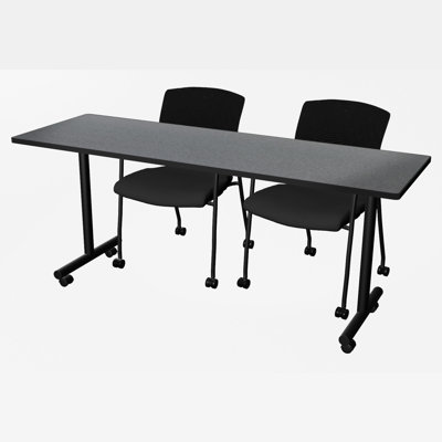 Rectangle 2 Person Training Table and Chair Set with Casters