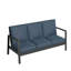 Canapé de patio 75 po 3 places en aluminium toutes saisons avec coussins bleus épais et structure noire