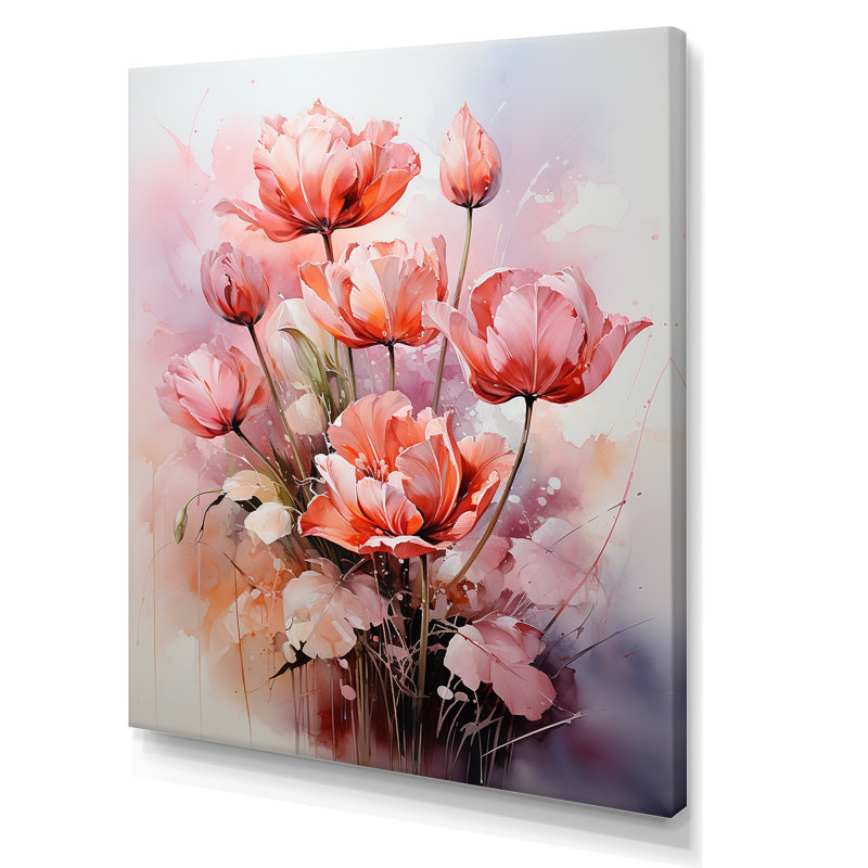 Tulipes rendues dans une palette monochromatique II sur toile, Toile tendue, 32" H x 16" W