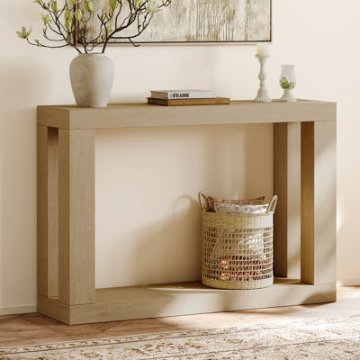 Adalgar 48" Wood Console Table for Entryway, Farmhouse Wooden 2-Tier Entryway Table with Open Storage, Wood Veneer Finish  Sofa Table 