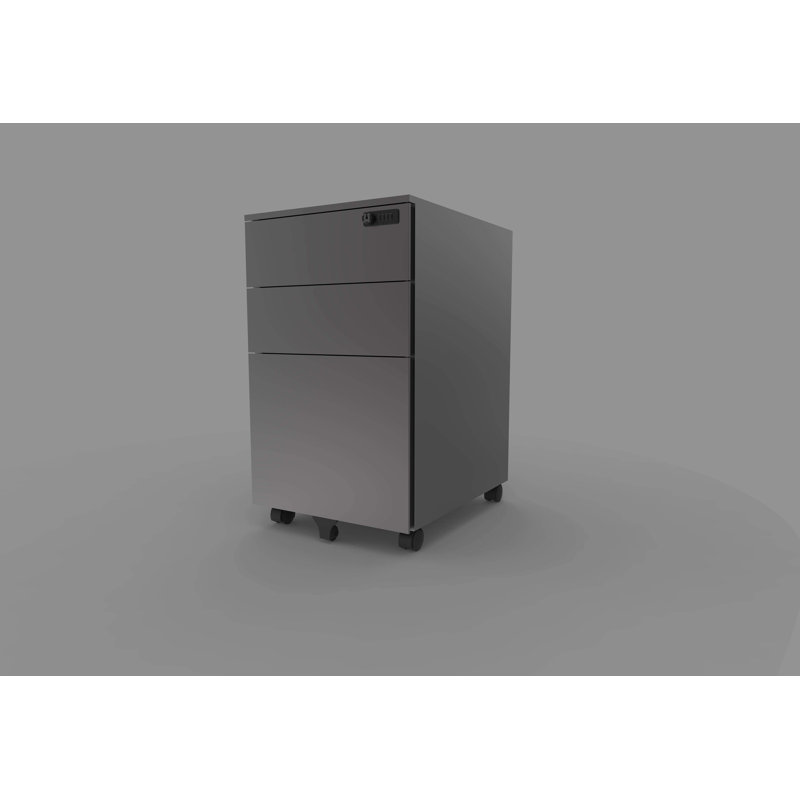 15.9'' Wide 3 -Drawer Mobile File Cabinet, Dark Grey