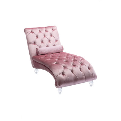Velvet Chaise Lounge Indoor,Button-Tufted Upholstered Chaise Lounge Chair With Pillow For Bedroom Living Room Office