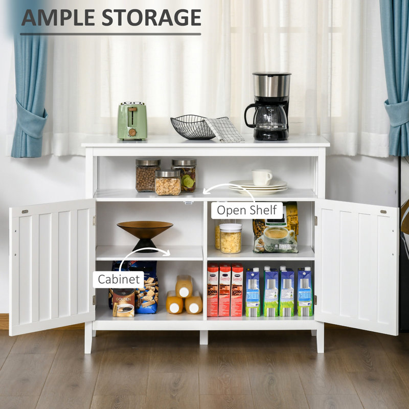 Buffet avec 2 portes et tablettes réglables, blanc - Beaucoup d'espace pour les assiettes