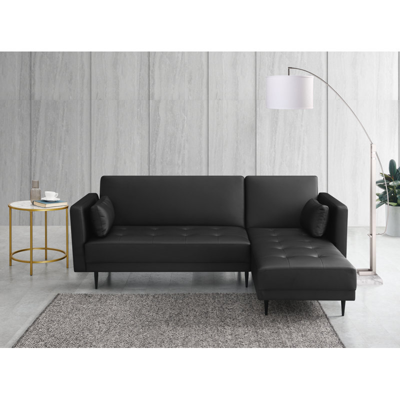 Kishanna 3 Seater Faux Leather Sofa Bed, Black