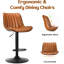 Tabourets de bar réglables et pivotants bruns de 2, hauteur de chaises en cuir PU avec support pour îlot de cuisine, design rustique moderne et stable