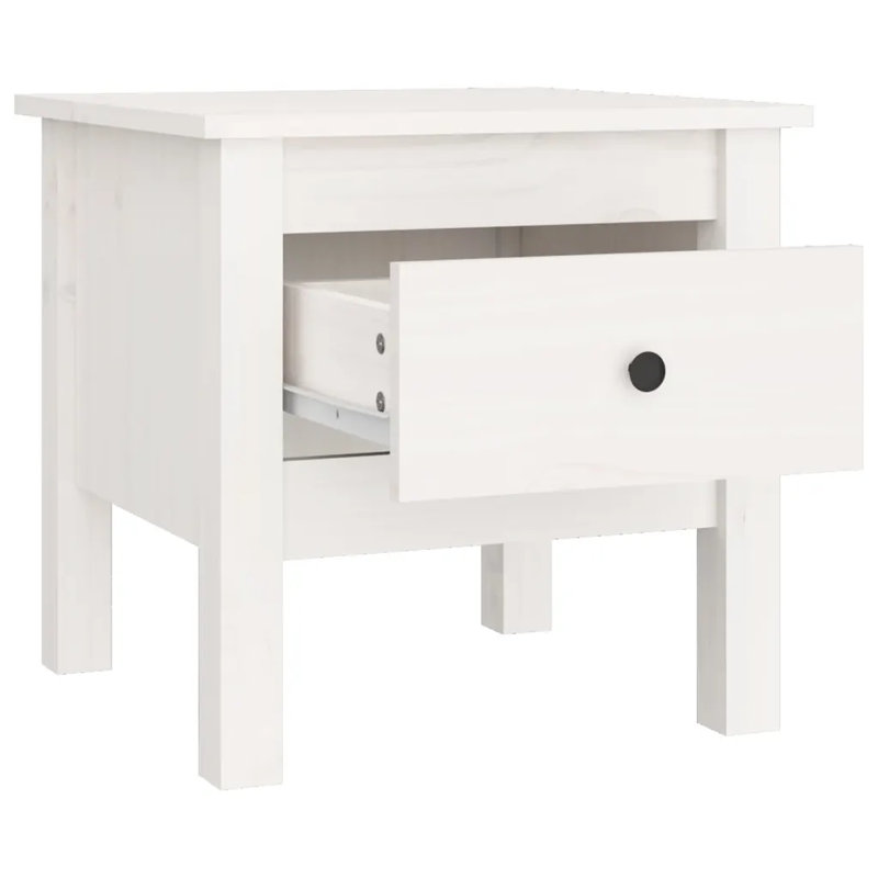 Jusuf Side Table with Storage, White