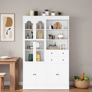 Grand garde-manger avec 4 tiroirs, tablettes de porte et plateaux coulissants