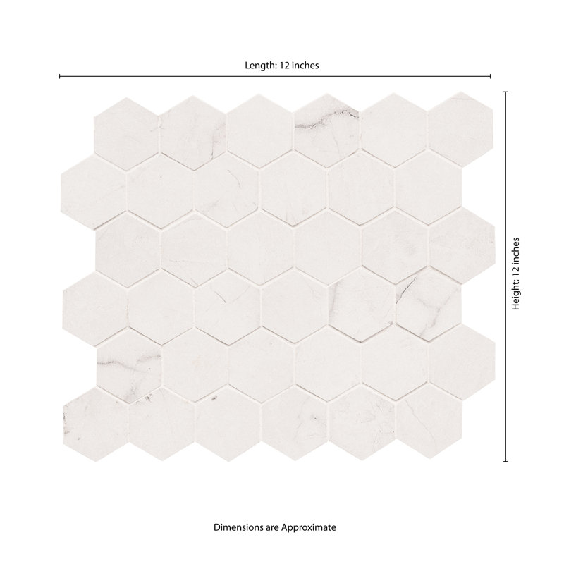 Carreau de mosaïque en porcelaine mate pour plancher et mur 12 po x 12 po Beldale Hexagon, Gravelle