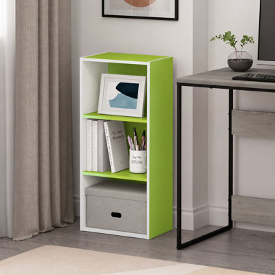 Streicker Book Shelf, 4-Tier Bookshelf, Bookcase with Open Shelf, 9.3 x 15.6 x 41.7, for Living Room, Bedroom, Home Office, Green/White