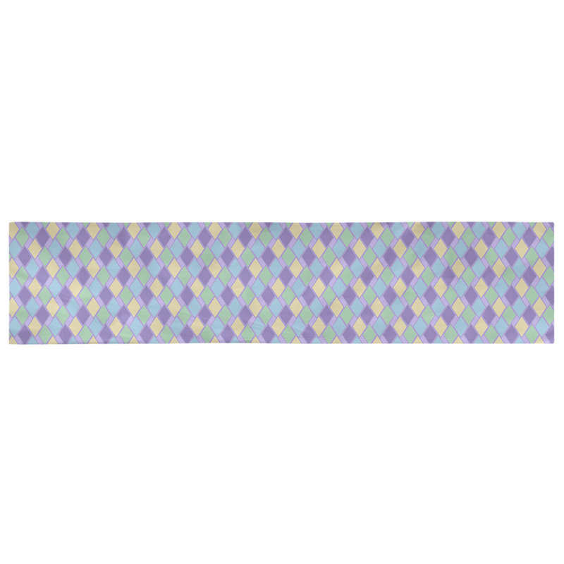 Chemin de table diamants rétro Avicia, 73,5 po x 17,5 po, Mauve et pastel, Polyester