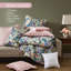 Édredon pour grand lit 8 pièces avec confort en coton toutes saisons, rayure rose blanche réversible et certification, motif rayé, détails décoratifs, dessus respirant