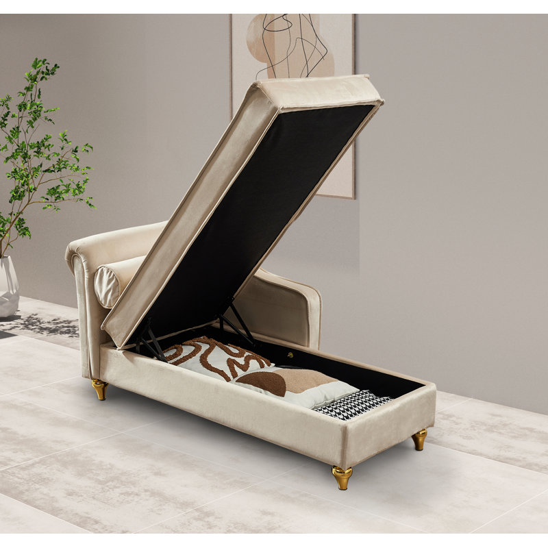 Chaise longue rembourrée Garrad, Beige