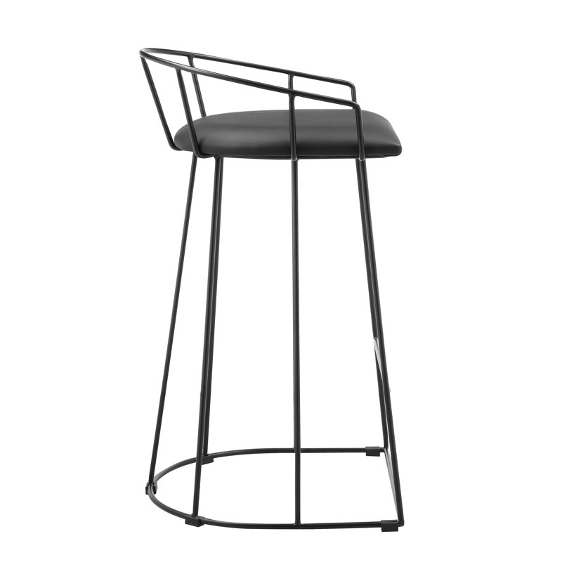 Arikka Upholstered Counter Stool with Metal Frame, Counter Stool (26.5" Seat Height), Black