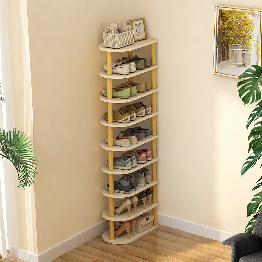Rebrilliant Nine Tier Round Corner Shoe Rack - Wayfair Canada