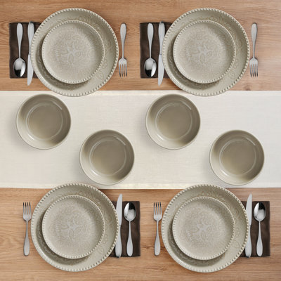 Pfaltzgraff Petal Serenade 12 Piece Dinnerware Set, Service for 4