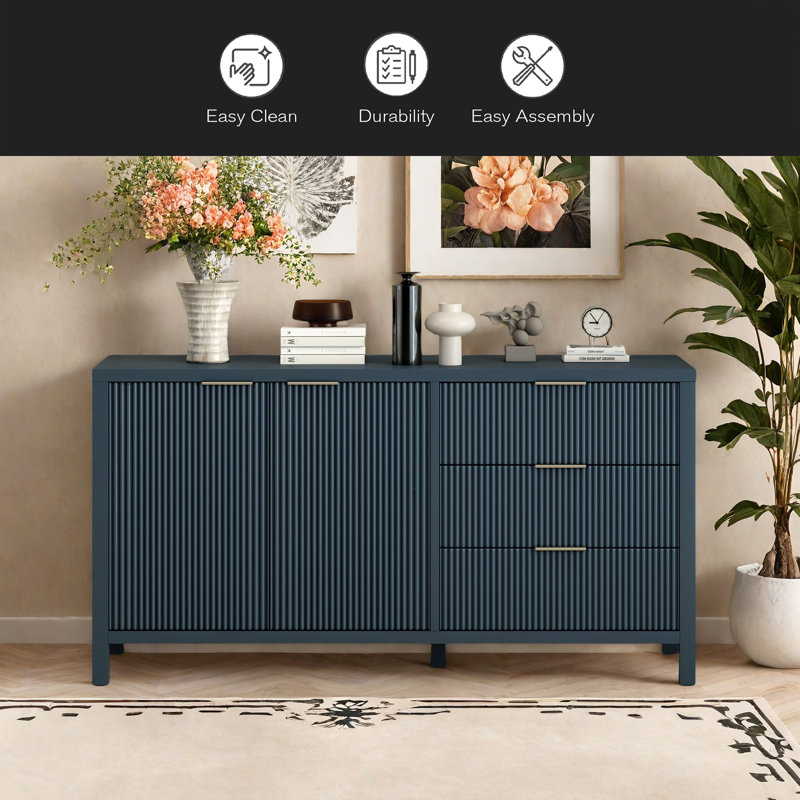 Buffet Minimalist Wave, Bleu