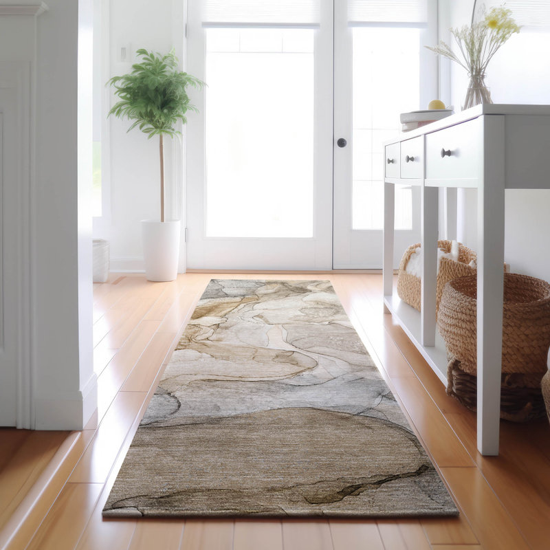 Premium Machine Washable Cerrito AMF512 Beige Rug, Runner 2'3" x 7'6"