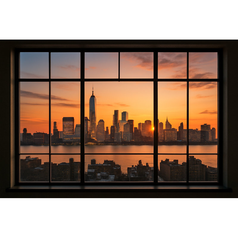 «City Glow at Sunset», impression d'art mural encadrée, H 24 po x l 36 po