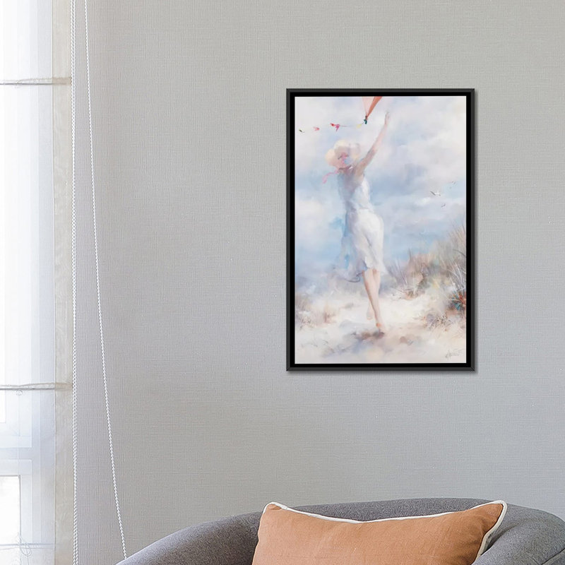« fly a cerf », impression sur toile, H 26 po x l 18 po x P 1,5 po, Toile avec cadre noir, Blanc
