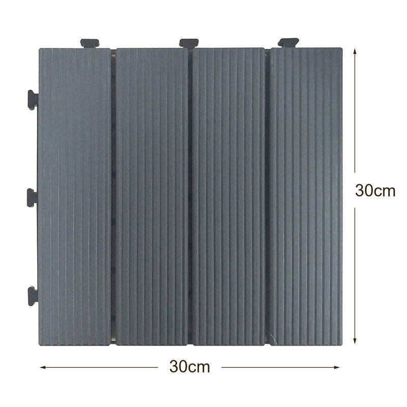 12'' L x 12'' W Plastic Interlocking Deck Deck Tile Kit in Gray, Gray