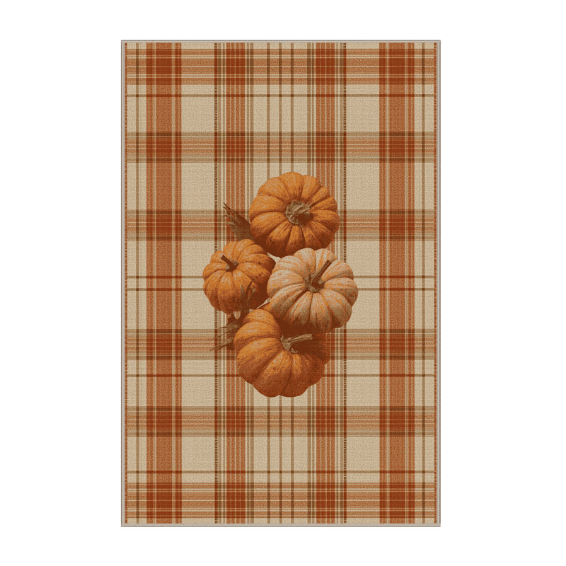 Machine Washable Ritner Thanksgiving Modern & Contemporary Abstract Rug in Brown – Beige Binding, 8x10