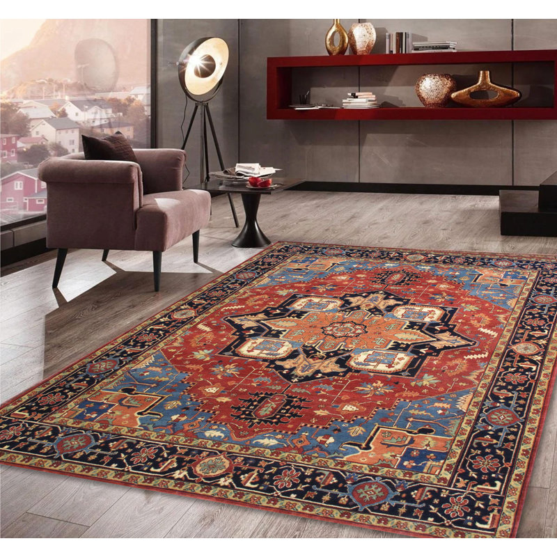 Serapi Hand Knotted Wool Oriental Indoor Rug, Rectangle 6' x 9'