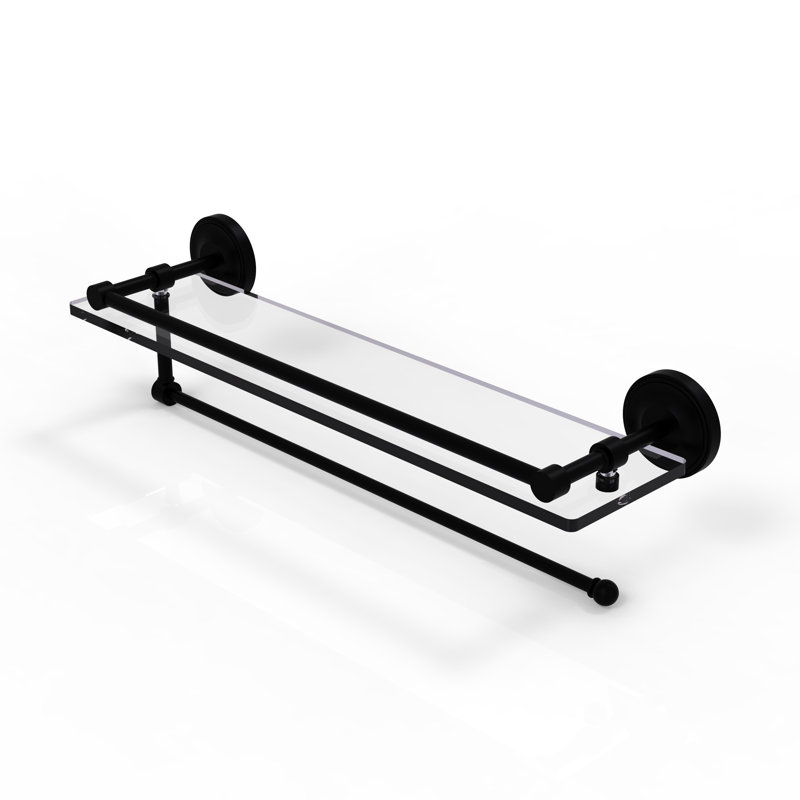 Alcott Bracket Shelf with Towel Bar, Matte Black