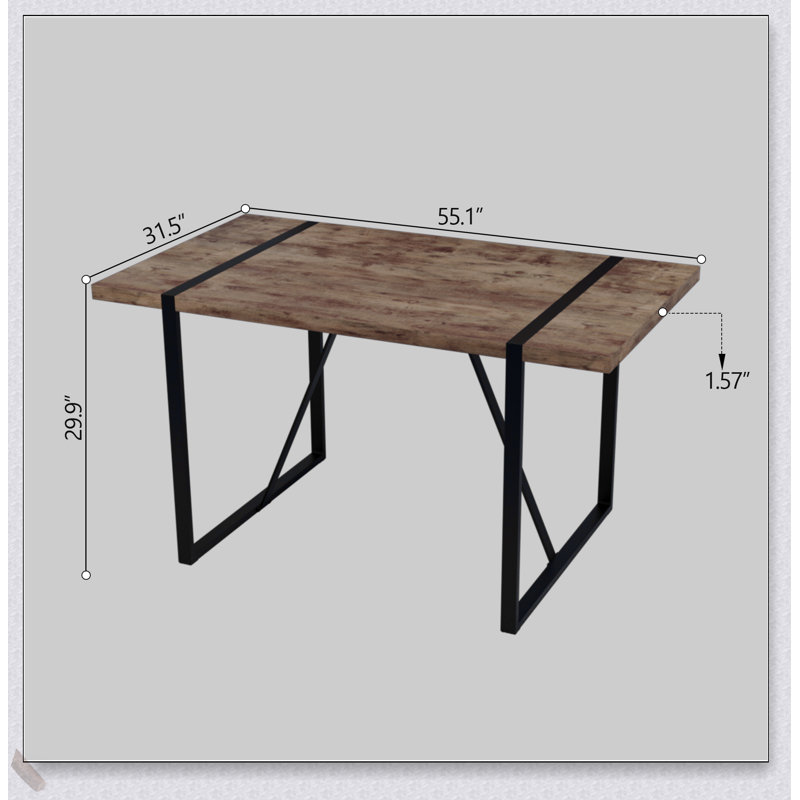 Ensemble de table de salle à manger rustique en bois aggloméré rectangulaire et en bois massif avec chaises en polyuréthane pour une cuisine moderne, durable et élégante