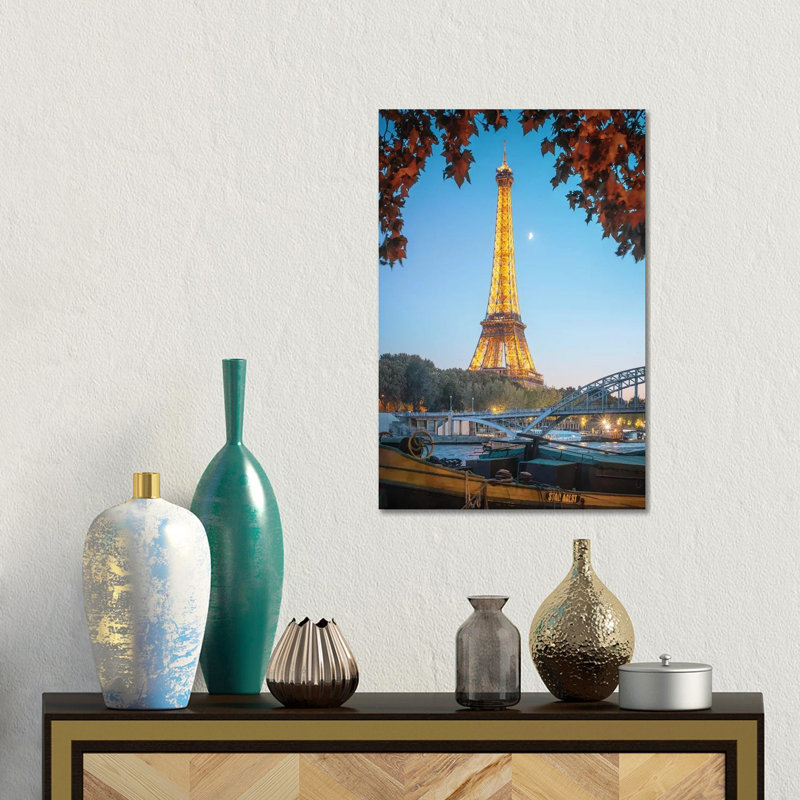 Eiffel Tower Red Nature In Paris 1 Piece Wall Art on Canvas, 30.48 cm H x 45.72 cm W, Wrapped Canvas