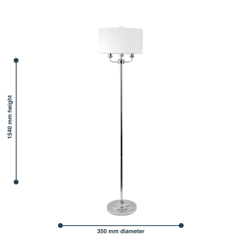 Larock 154cm Standard Floor Lamp Set, Polished Chrome, Cream